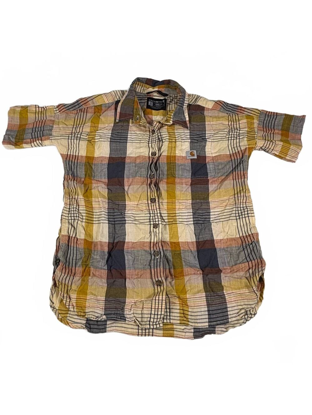 Carhartt Women's Loose Fit Short-Sleeve Button-Up Plaid Work Shirt S